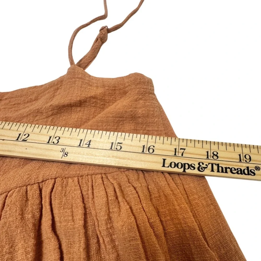 Olivaceous Gypsy and Gold Rust Cotton Gauze Pockets Mini Dress Boho Small